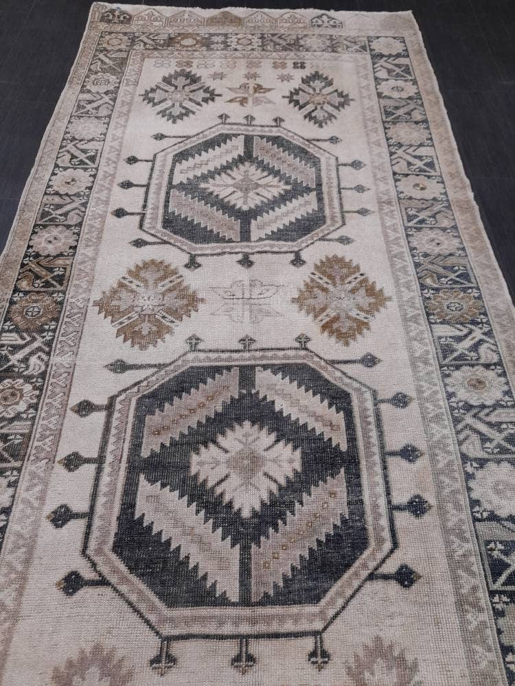 Muted Runner Rug Muted Turkish Runner Rug Vintage 4.5 x 13 Runner Rug Hallway Runner Rug Kitchen Runner Rug Oriental Runner Rug Wool Runner