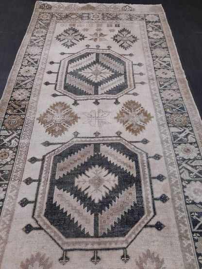 Muted Runner Rug Muted Turkish Runner Rug Vintage 4.5 x 13 Runner Rug Hallway Runner Rug Kitchen Runner Rug Oriental Runner Rug Wool Runner