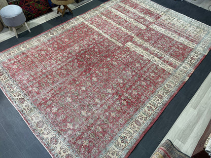 Vintage RUG, TURKISH 8x12 Oushak Rug, Persian Rug, Handmade Large Rug, Wool Antique Rug Hand Knotted Rug,  Floor Art Rug