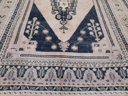 Muted TURKISH Rug Vintage Oriental Rug Vintage Persian Rug Blue OUSHAK RUG 6 x 10.8 Oushak Rug Hand Made Rug Vintage Excellent Condition Rug