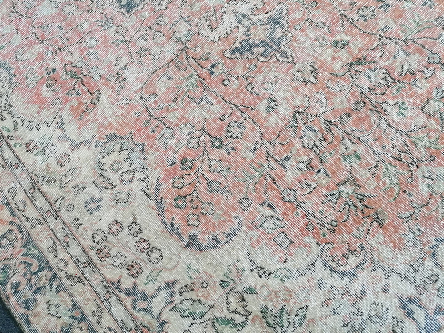 6.2 x 10.2 Neutral wool rug,  muted handmade rug, oushak rug, rustic rug, turkish rug, farmhouse rug, distressed vintage rug