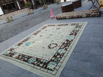 11.4 X 8.9 OUSHAK RUG, TURKISH Oushak Rug, Vintage Oushak  Rug, Rug,Wool 9x11 Oushak Rug Hand Made Rugs, Made In Turkey Oushak Rug 9x12 8x11