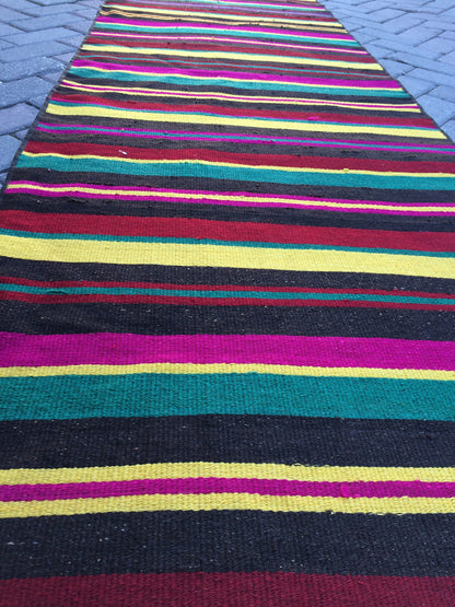 2.6 x 10.4 Flat Woven Oushak Runner Rug Turkish Flat Weave Runner Rug Vintage Runner Rug Hallway Runner Rug Kitchen Runner Rug Wool Runner