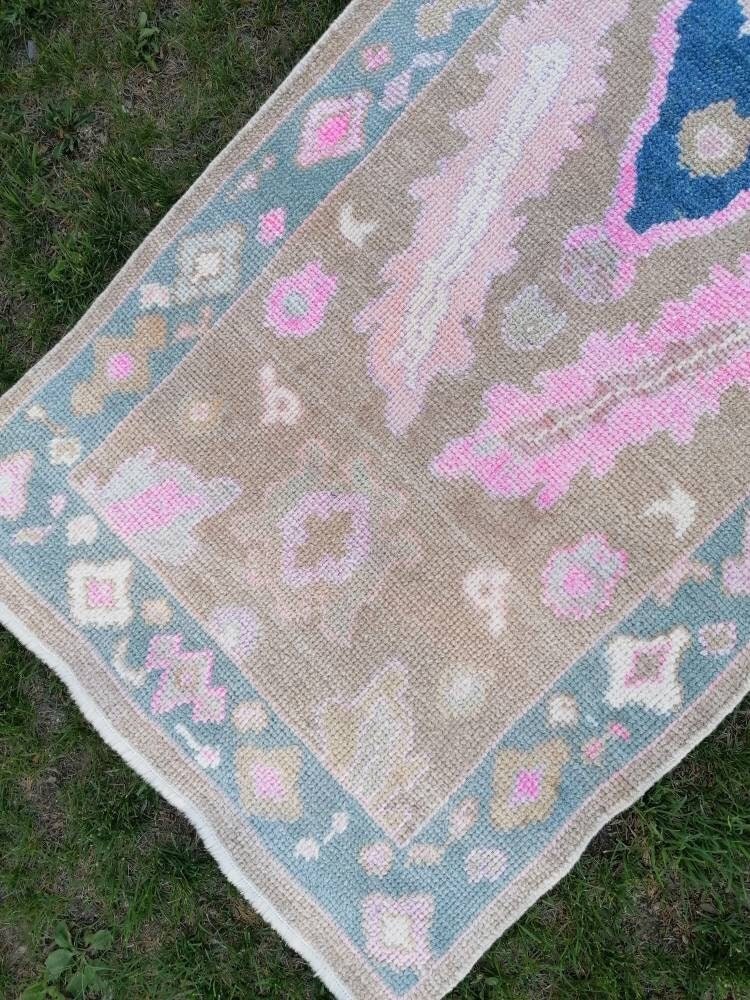 3x8'5 oushak turkish wool runner rug, new production oushak handmade rug, living room rug, bohemian rug