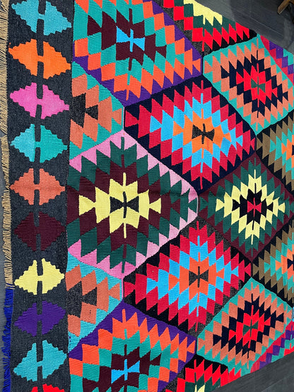 Vintage Kilim Handmade 5.7 x 9.4 Rug, Flatwoven Oushak Rug, Rustic Rug, Flat Weave Rug, Turkish Rug, Farmhouse Rug, Vintage Wool rug