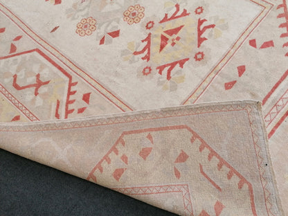 6.6 x 10.5 Muted soft colors rug , faded oushak rug, pastel turkish rug, rustic tribal rug retro style rug