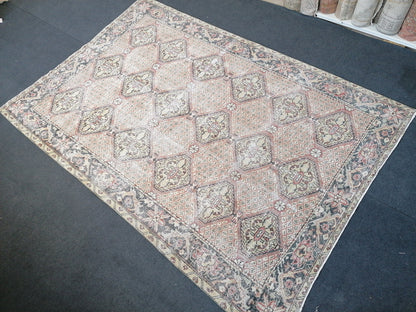 6.2 x 9.2 Large vintage rug turkish handmade rug traditional rug,  vintage oushak rug, wool rug