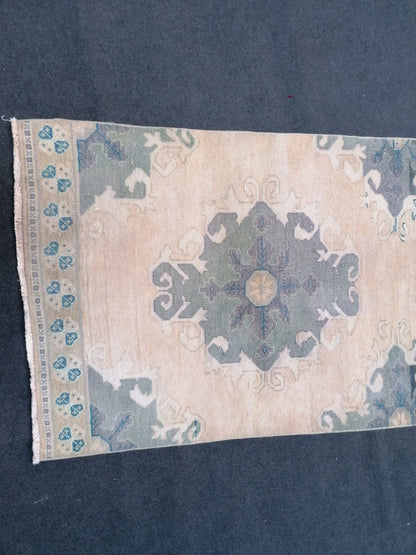 3.4 x 11.8 oushak turkish runner rug, vintage runner rug, Hand Knotted Runner - Handmade rug