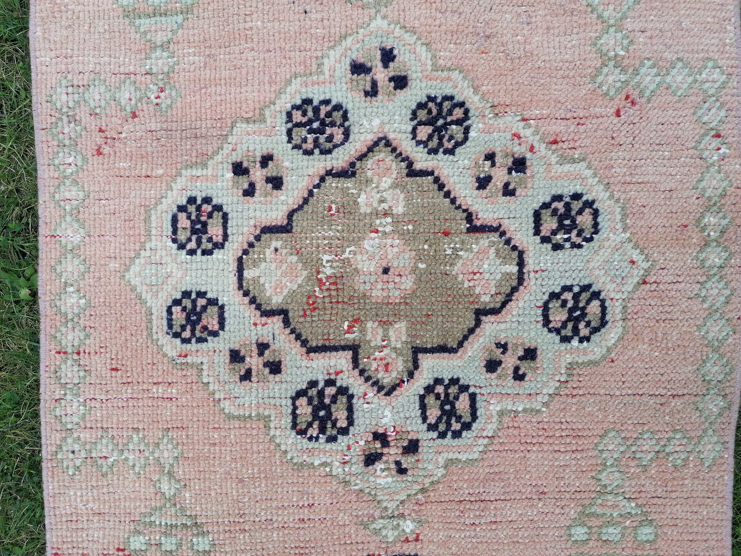 2.3x9.5 feet oushak turkish runner rug, vintage handmade wool runner rug, hallway runner rug, kitchen runner rug, bathroom floor runner