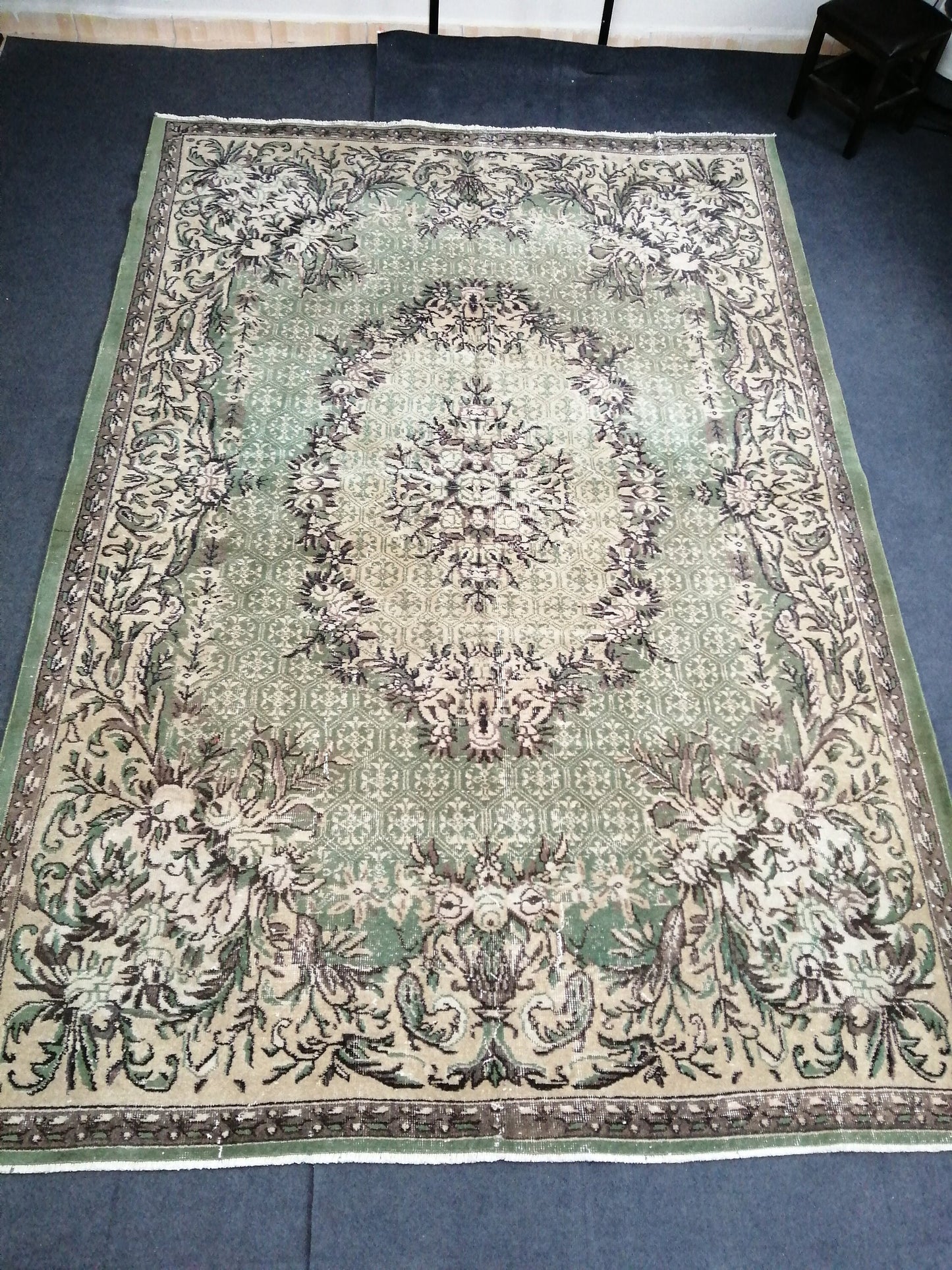 10 X 6.7 OUSHAK RUG TURKISH Oushak Rug Vintage Oushak Runner Rug Vintage Runner Rug Wool Oushak Rug Hand Made Rugs Vintage Turkish Rug