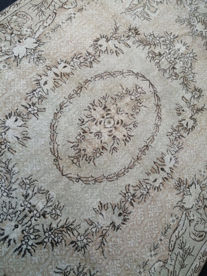 6.7 x 10.2 OUSHAK RUG TURKISH Oushak Rug Vintage Oushak Runner Rug Vintage Runner Rug Wool Oushak Rug Hand Made Rugs Vintage Turkish Rug