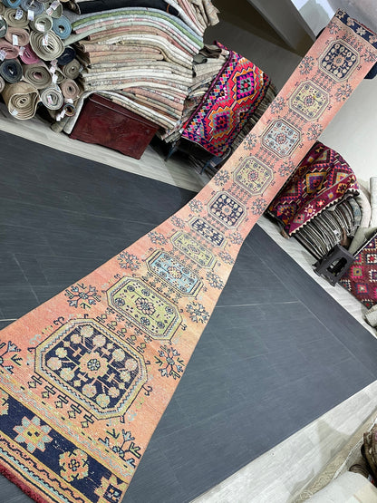 Staircase Runner Rug 2.5 x 21.5 Extra Long Wool TURKISH Runner Rug Vintage Runner Rug Oriental Runner Rug Wool Runner Hand Knotted Runner