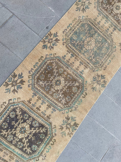 Muted Hand Knotted Extra Long Turkish Runner Very Long Stairs Runner Rug 2.8 x 20.7 Vintage Runner Rug XL Oriental Runner Staircase Runner