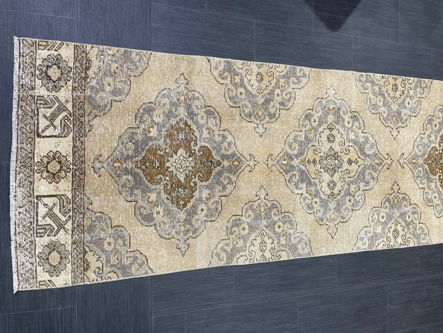 Hand Knotted Runner Rug Turkish Runner 2.7 x 13.5 Rug Vintage Runner Rug Hallway Runner Rug Kitchen Runner Rug Wool Runner Wool Oushak Rug