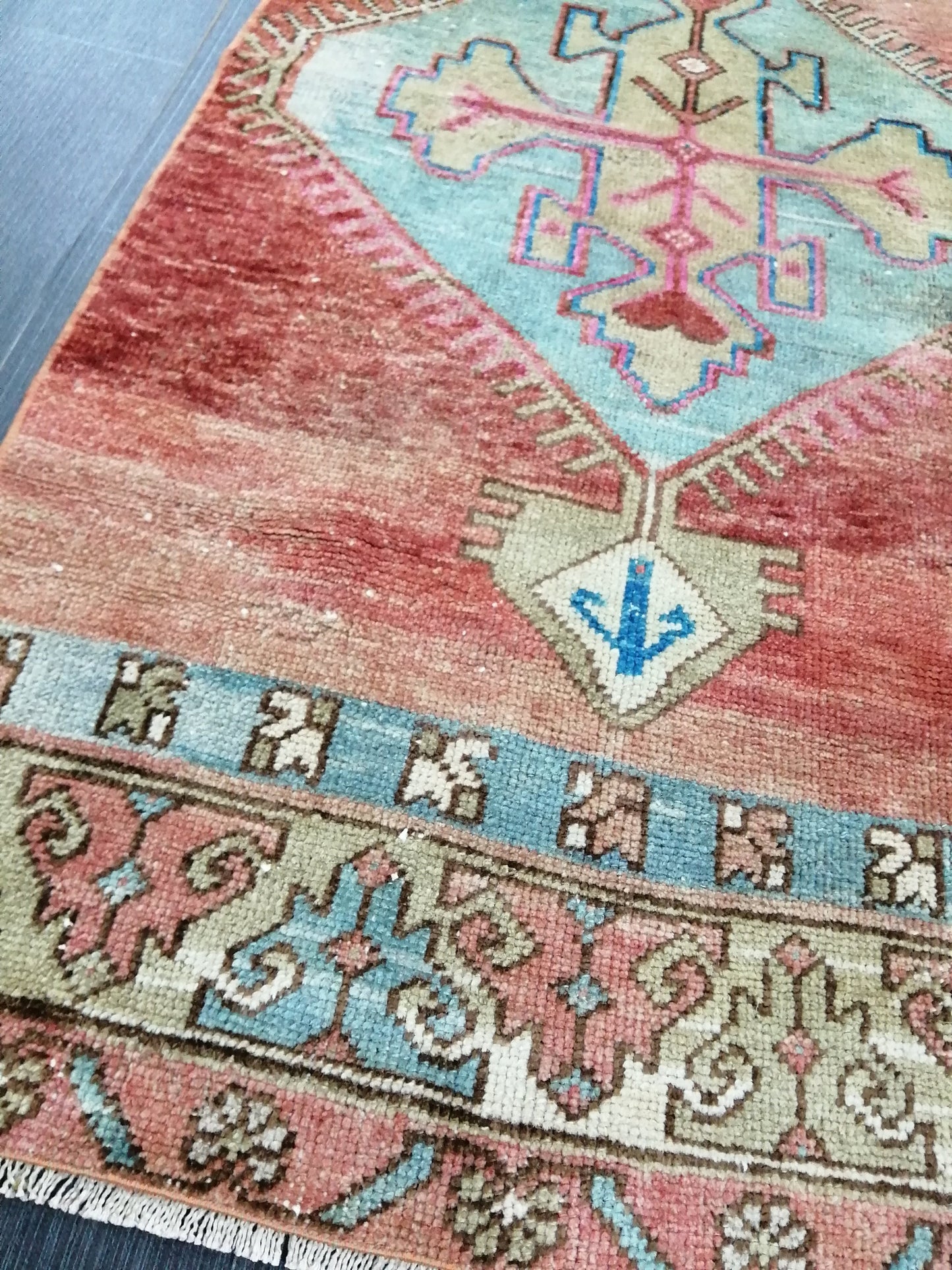 Hallway Runner Rug 9.6 x 2.2 Kitchen Runner Rug Wool Runner Rug Wool Oushak Rug Oushak Runner Rug Turkish Runner Rug Vintage Runner Rug