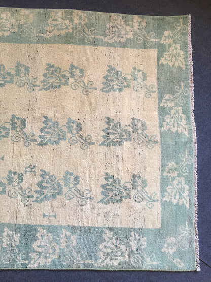 3.5x7 feet handmade wool turkish bedroom area rug, oushak vintage grey kitchen floor rug, large living room area rug, wide bathroom pink rug