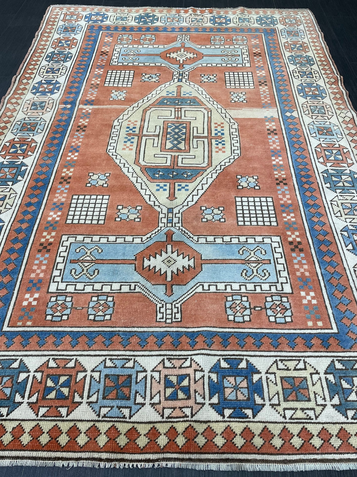 Vintage Oushak Rug 4.7 x 7 Vintage Rug Wool Antique Rug Hand Made Rugs Vintage Turkish Rug OUSHAK RUG TURKISH Oushak Rug