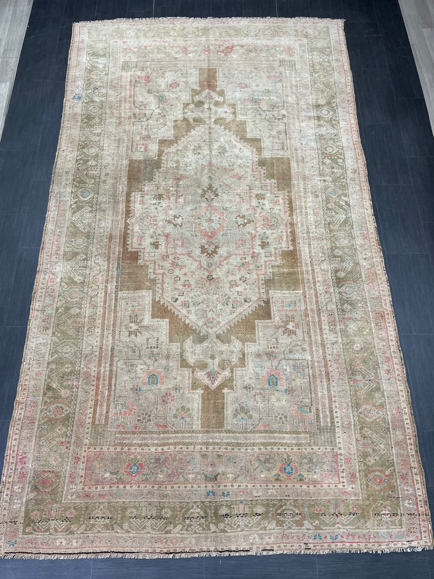 Turkish RUG 6.7 x 11.7 Oushak Rug Vintage Oriental Rug Vintage Persian Rug Wool Hand Knotted Rug Handmade Rugs Vintage Turkish Rug 7x12