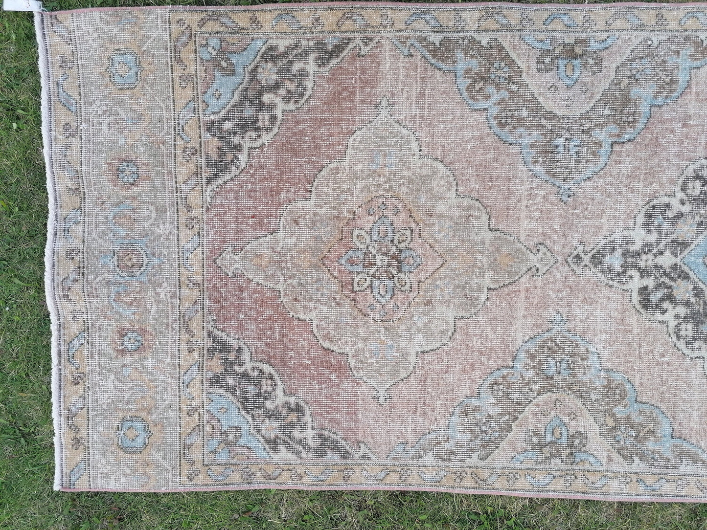 3'3x12'5 oushak turkish runner rug,turkish runner rug,oushak runner rug,vintage rug,kitchen rug,vintage oushak rug, vintage anatolian rug