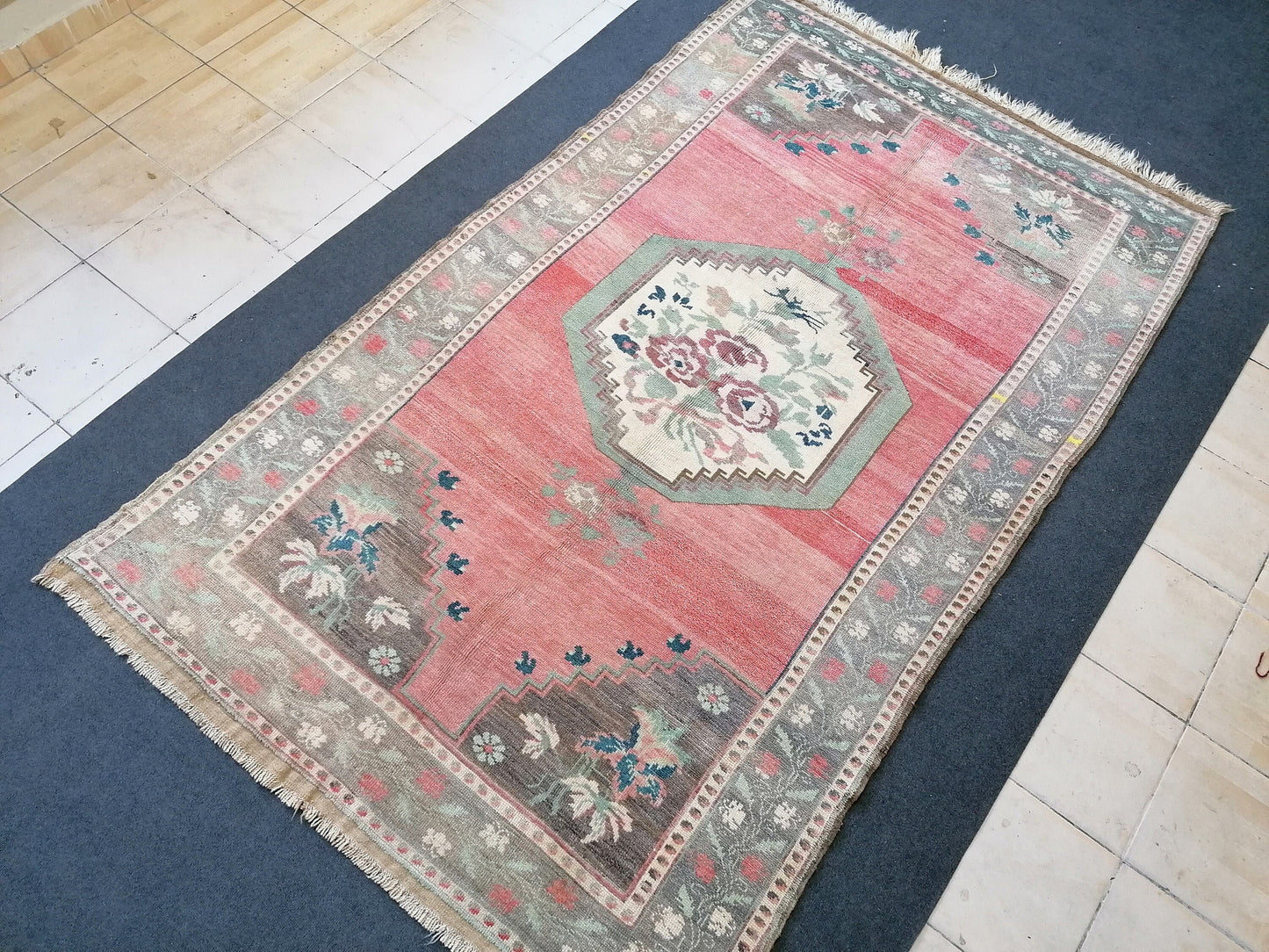 Turkish rug 5'2x8'6 vintage large rug, oushak hand made wool rug, living room rug, kitchen rug,bohemian rug