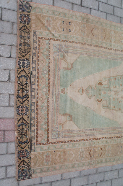 10 x 5.2 Vintage Turkish Rug, Turkish Rug, Wool Oushak Rug, Oushak  Rug, Hand Made  Rug, Wool Rug, Turkish Rug 5 by 10 ft