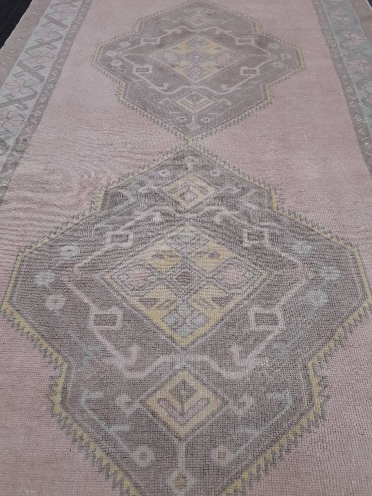Muted Vintage Runner Rug 4.7 x 11 Muted Hallway Runner Rug Kitchen Runner Rug Muted Wool Runner Rug Muted Oushak Rug Turkish Runner Oriental