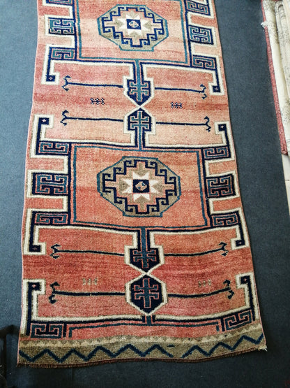 4.3 x 12.7 Large OUSHAK RUG TURKISH Oushak Rug Vintage Oushak Runner Rug Vintage Runner Rug Wool Oushak Rug Handmade Rug Hand Knotted Rug