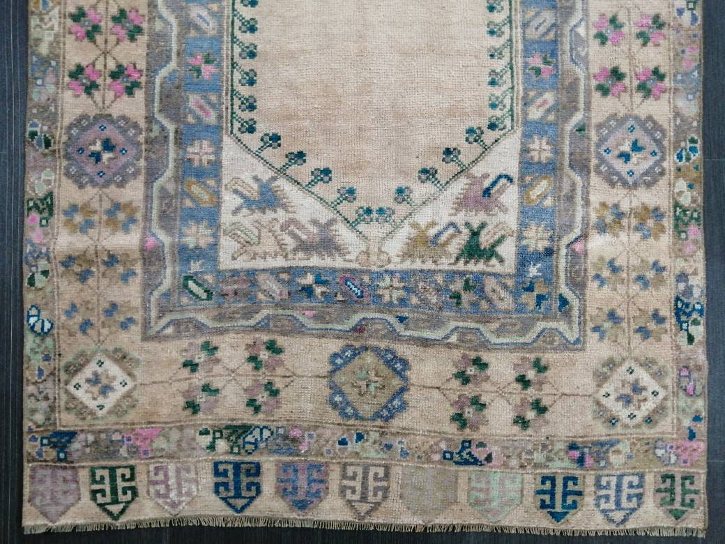 OUSHAK RUG TURKISH Oushak Rug Vintage Rug 3.7 x 7 Vintage Rug Wool Oushak Rug Hand Made Rug 4x7 Oriental Rug Turkish Rug