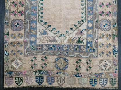 OUSHAK RUG TURKISH Oushak Rug Vintage Rug 3.7 x 7 Vintage Rug Wool Oushak Rug Hand Made Rug 4x7 Oriental Rug Turkish Rug