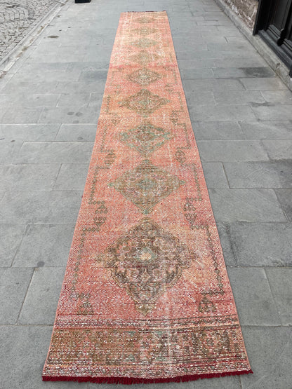Distressed Vintage Runner Extra Long Turkish Runner 2.7 x 19.7  Stair Runner Rug Vintage Runner XL Oriental Runner Staircase Handmade Runner