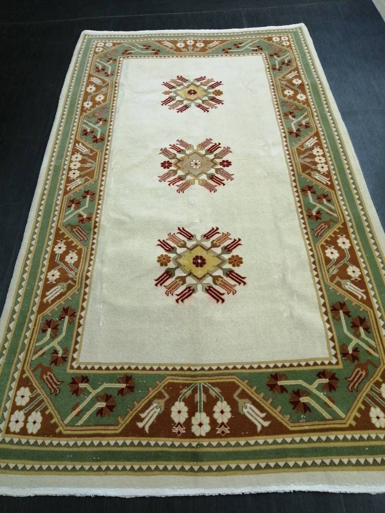 Oriental Rugs, Hand Made Rug, Muted Oushak Rug, Rustic Rug, 5.2 x 9.3  Rug,Turkish Rug, Farmhouse Rug, Vintage Rug, Wool rug