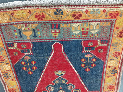 OUSHAK RUG 9 X 4.6 TURKISH Oushak Rug Blue Vintage Oushak Runner Rug Vintage Runner Rug Wool Oushak Rug Hand Made Rugs Vintage Turkish Rug