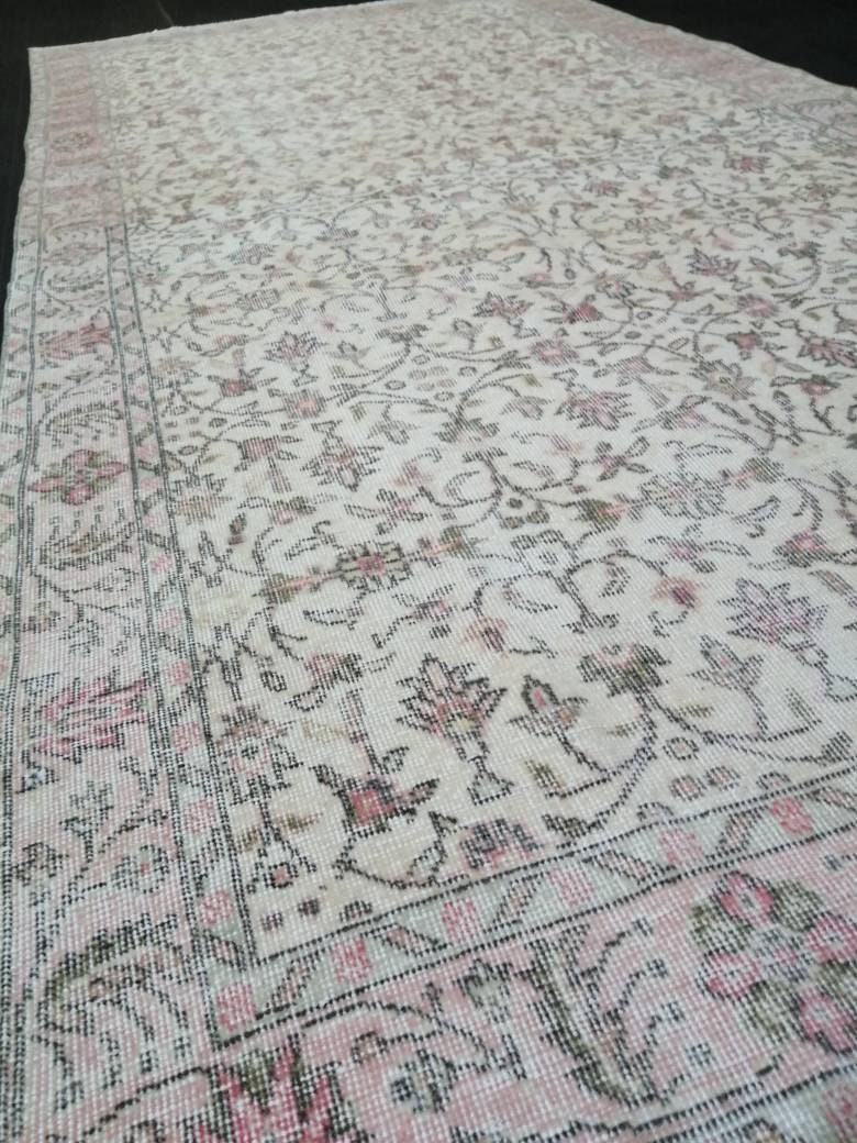 Large TURKISH Rug 4.9 x 9.7 Vintage Oushak Runner Rug Vintage Runner Rug Wool Oriental Rug Hand Made Rugs Floral Rug