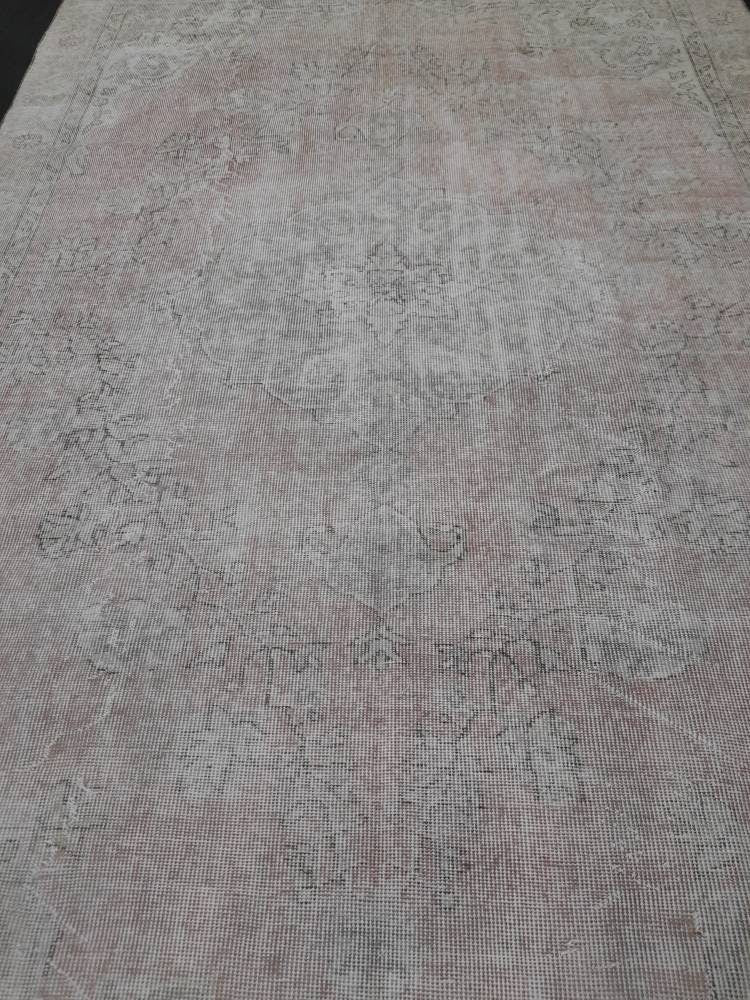 WOOL Distressed RUG 6.5 x 10 Turkish Oushak Rug Large Vintage Rug Tint of Pink Vintage Hand Made Persian Rug Muted Vintage Turkish Rug 7x10