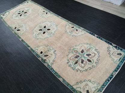 3.8 x 11.3 Oushak Runner Rug Turkish Runner Rug Vintage Runner Rug Hallway Runner Rug Kitchen Runner Rug Wool Runner Floral Oriental Runner