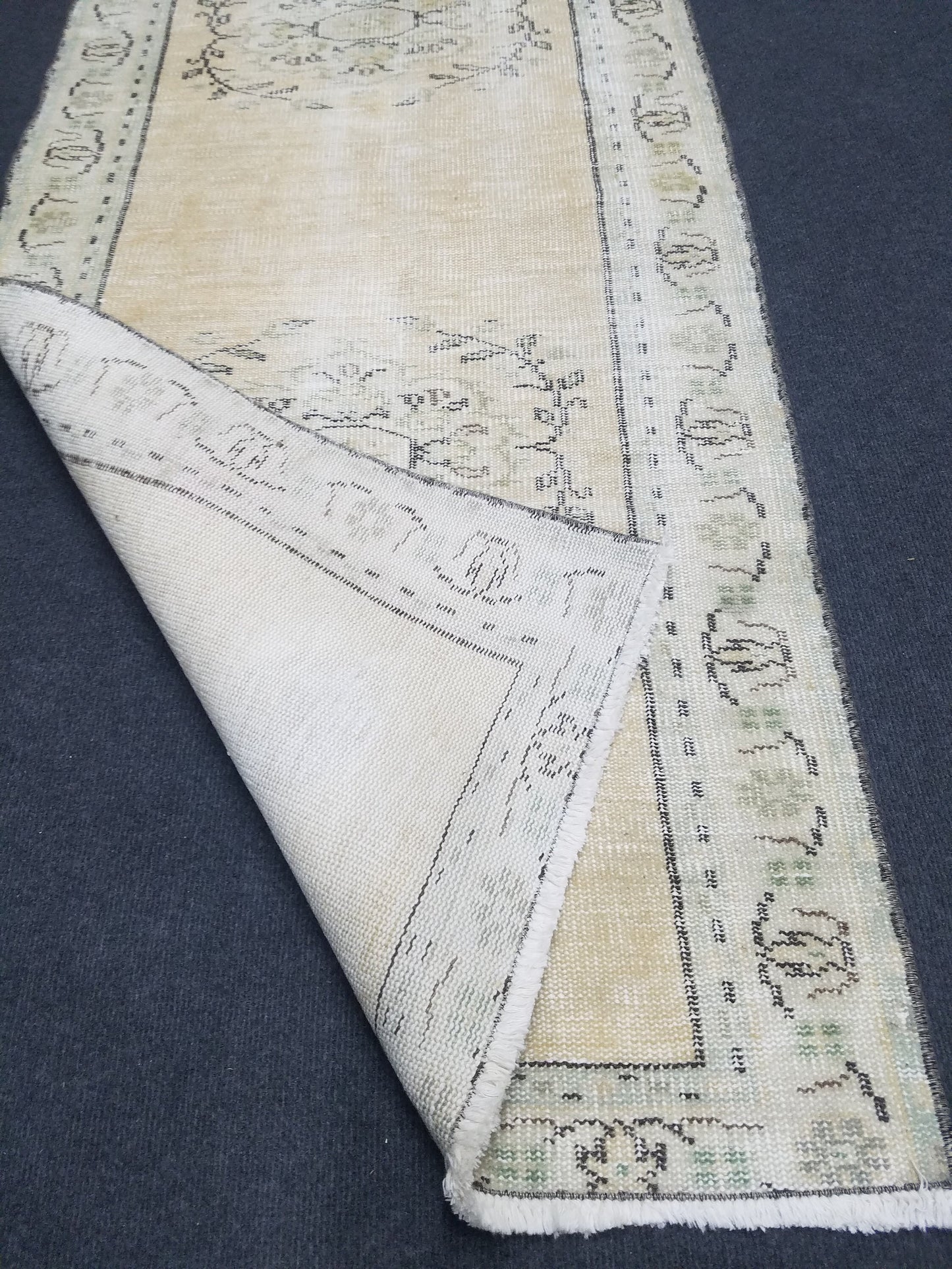 Distressed vintage runner rug, 2'6x5'10 oushak wool runner rug, rustic handmade rug, hand knotted runner rug,