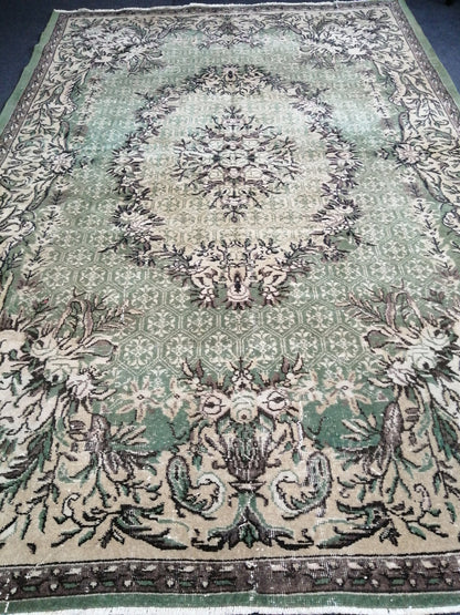 10 X 6.7 OUSHAK RUG TURKISH Oushak Rug Vintage Oushak Runner Rug Vintage Runner Rug Wool Oushak Rug Hand Made Rugs Vintage Turkish Rug