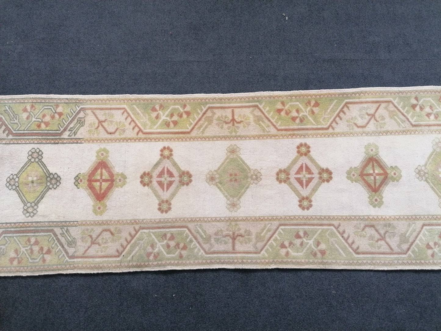 Pastel green  runner rug, 2'5x9'5 faded runner rug, turkish runner rug, vintage runner rug, hallway runner rug, kitchen runner