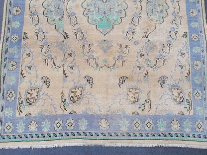 Large oushak rug 6'4x8'5 vintage wool rug, turkish hand made rug, living room rug, bohemian rug, area rug