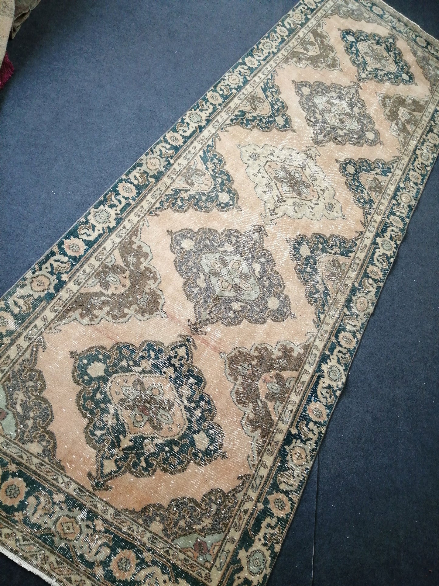Hand Knotted Runner Rug Turkish Runner 4.2 x 13 Rug Vintage Runner Rug Hallway Runner Rug Kitchen Runner Rug Wool Runner Rug Wool Oushak Rug