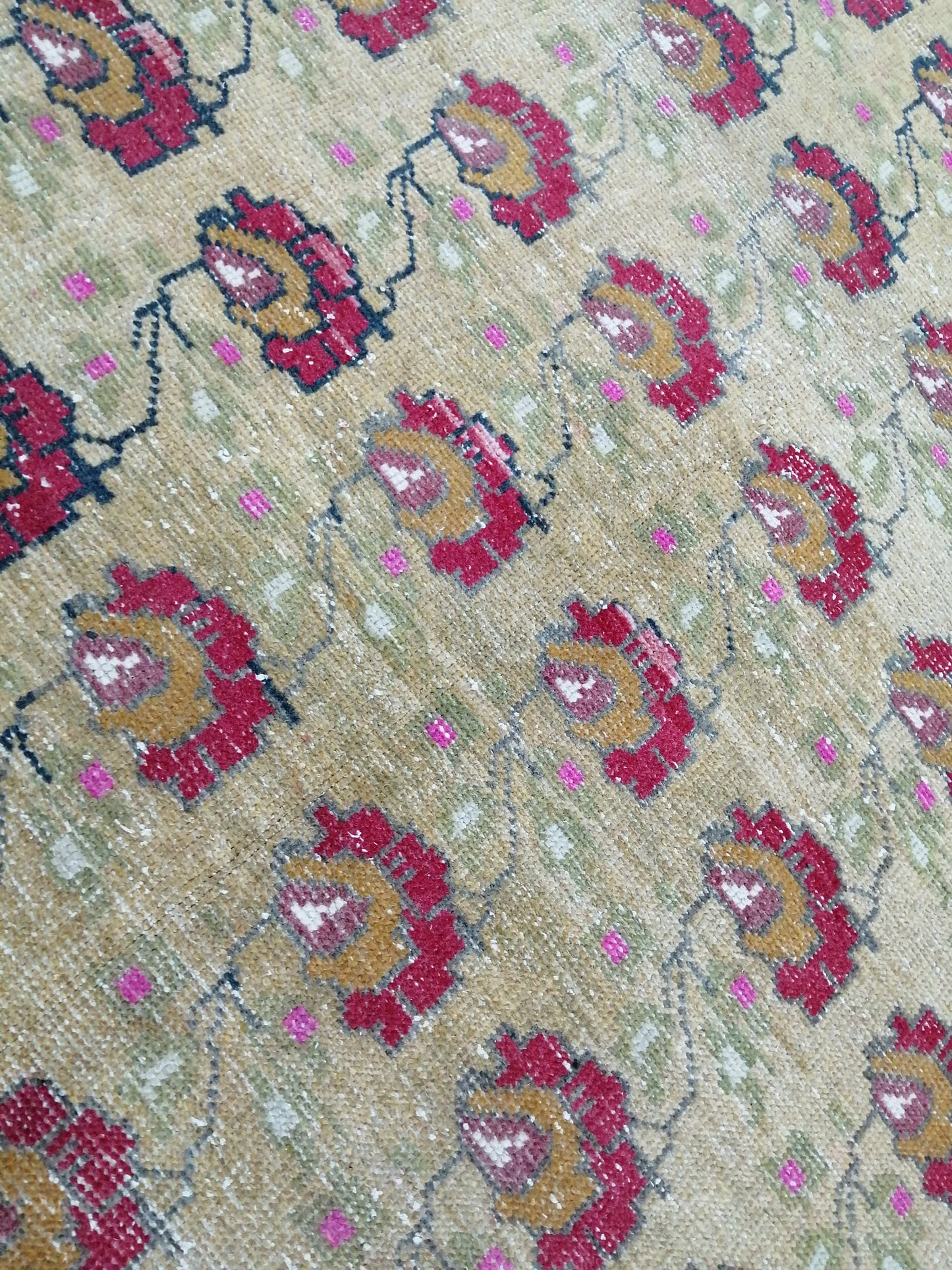 4x9 FLORAL WOOL Rugs, Hand Made Rug, Oushak Rug, Rustic Rug, Bohemian Rug, Rug Runner, Turkish Rug, Farmhouse Rug, Vintage Rug, Wool rug