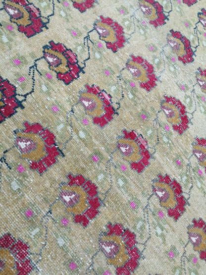 4x9 FLORAL WOOL Rugs, Hand Made Rug, Oushak Rug, Rustic Rug, Bohemian Rug, Rug Runner, Turkish Rug, Farmhouse Rug, Vintage Rug, Wool rug