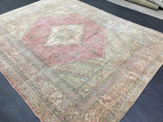 TURKISH Rug Vintage 6.6 x 8.5 Oriental Rug Vintage Persian Rug Blue OUSHAK RUG Oushak Rug Hand Made Rug Vintage Excellent Condition Rug