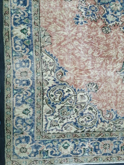 Vintage Rugs  6.3 x 9.5 TURKISH HAND MADE Rugs  Vintage Turkish Rug Oriental Rug, Turkish Oushak Rug, Vintage Oushak Rug, Wool Rug