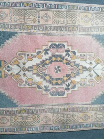 Oushak turkish wool rug 4'6x8 turkish handmade rug, vintage rug,kitchen rug, living room rug, bohemian rug