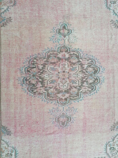 6x8'6 large oushak rug, distressed wool rug, rustic turkish handmade rug, living room rug, hand knotted rug.