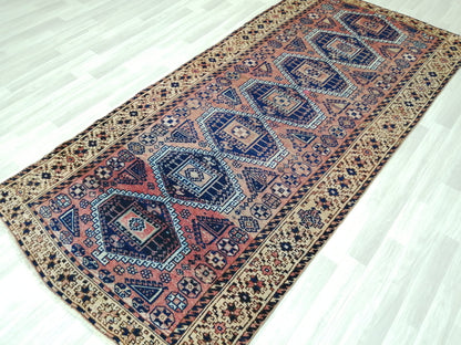 4.8 x 10 Runner RUG Navy Blue Vintage Persian Rug TURKISH Oushak Rug Vintage Runner Rug Vintage Runner Rug Wool Oushak Rug Hand Made Runner
