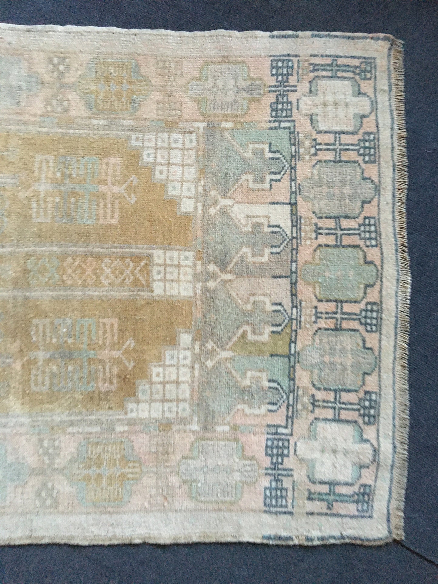 3x5.5 feet handmade natural wool kitchen area rug, vintage bedroom rug, turkish floral living room rug, large oushak bathroom rug, bohem rug