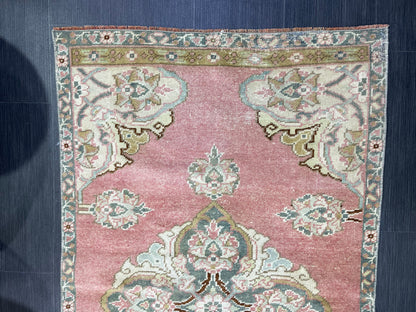 Vintage Turkish RUG, Oushak Rug, 3 x 4.9 Vintage Rug, Antique Rug, Handmade Rug, Hand Knotted Rug Bohemian Rug Wool Rug