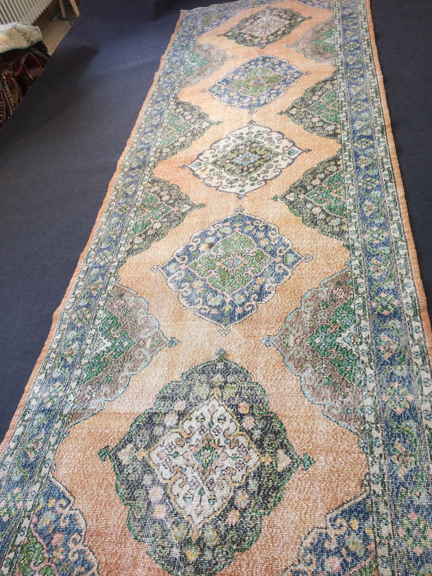 14 x 5 ft Runner Turkish Runner Rug Vintage Rug Hand Made Oushak Rug Wool Rugs